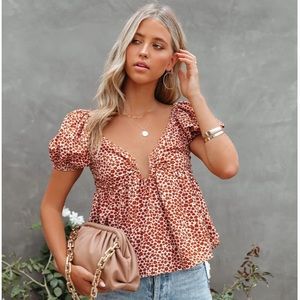 VICI Greaves Floral Puff Sleeve Babydoll Blouse